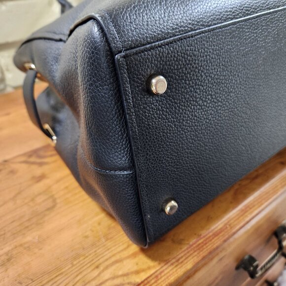 Coach Swagger Black Pebbled Leather Satchel Tote Bag Purse - Picture 8 of 12